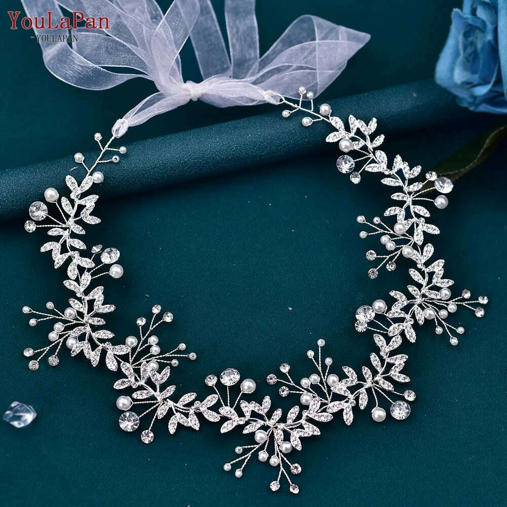 KIMLUD, TOPQUEEN Wedding Tiara Bride Headpieces Party Hair Jewelry Rhinestone Headbands for Woman Wedding Bridal Hair Accessories, Silver / CHINA, KIMLUD Womens Clothes