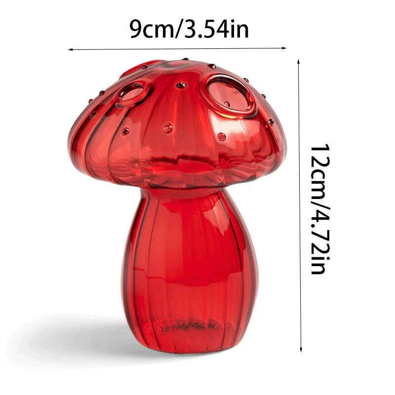KIMLUD, Transparent Jelly Color Mushroom Glass Vase Aromatherapy Bottle Home Small Vase Hydroponic Flower Pot Simple Table Decoration, Red, KIMLUD Womens Clothes