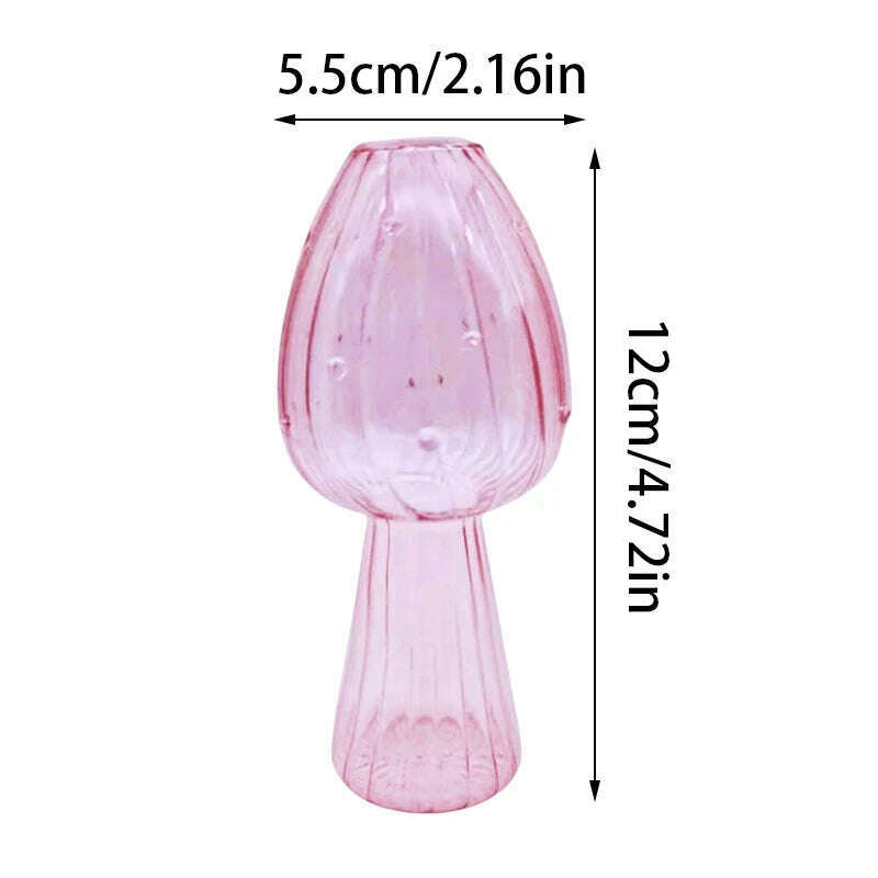 KIMLUD, Transparent Jelly Color Mushroom Glass Vase Aromatherapy Bottle Home Small Vase Hydroponic Flower Pot Simple Table Decoration, Purple, KIMLUD Womens Clothes