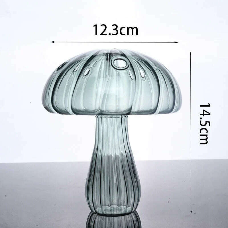 KIMLUD, Transparent Jelly Color Mushroom Glass Vase Aromatherapy Bottle Home Small Vase Hydroponic Flower Pot Simple Table Decoration, Dark Green, KIMLUD Womens Clothes
