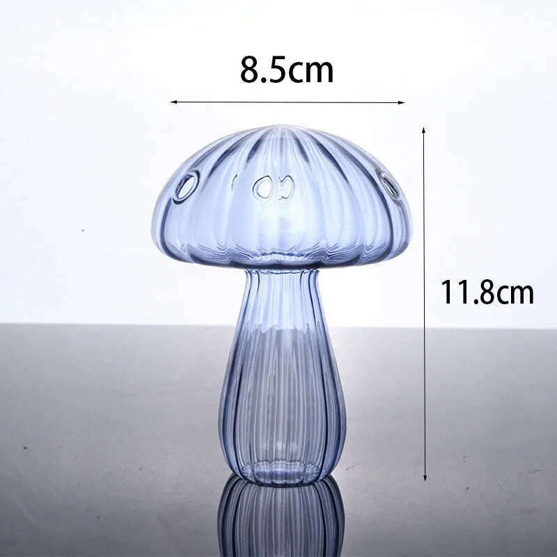 KIMLUD, Transparent Jelly Color Mushroom Glass Vase Aromatherapy Bottle Home Small Vase Hydroponic Flower Pot Simple Table Decoration, Sky Blue, KIMLUD Womens Clothes
