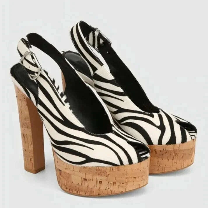 Transparent PVC Platform Heels Black Strappy | KIMLUD