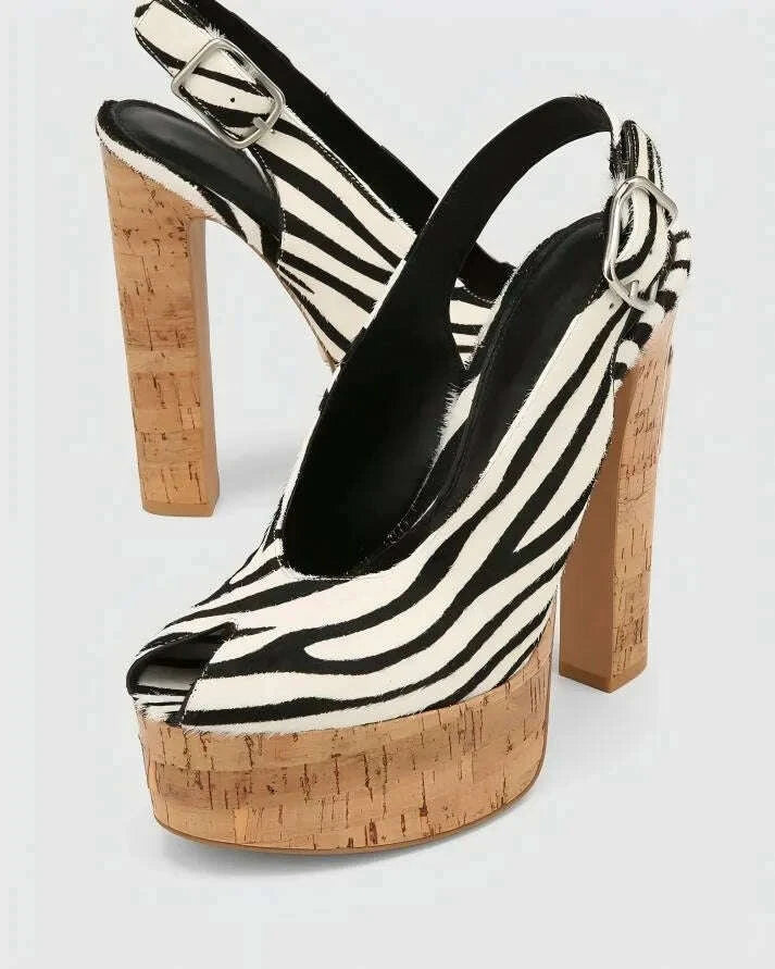 Transparent PVC Platform Heels Black Strappy | KIMLUD