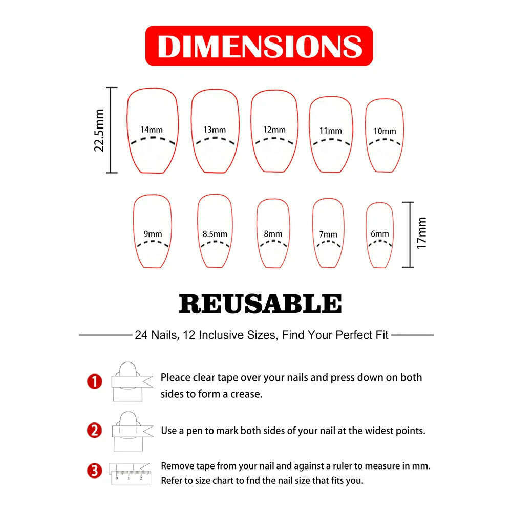 Trend Fashion Women Girls 24Pcs/Set Medium Coffin Shaped French Glitter Powder Star Stripe Wearable Fake Nail Press on Nail Art - KIMLUD