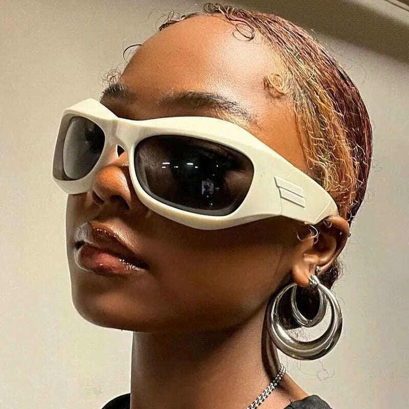 Trend Steampunk Sunglasses Women Men Fashion Sun Glasses Punk Female Y2K Mirror Goggle Shades Eyeglasses UV400 - KIMLUD