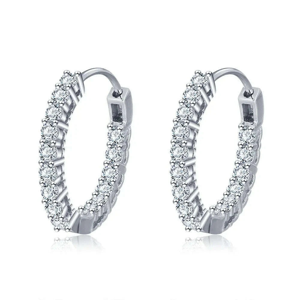 KIMLUD, Trendy 925 Sterling Silver Hoop Earrings for Women Sparkling Cubic Zirconia Wedding Jewelry Gift for Girls (JewelOra EA101739), China, KIMLUD Womens Clothes