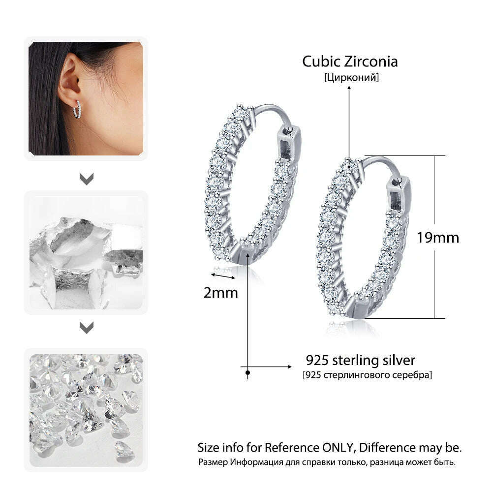 KIMLUD, Trendy 925 Sterling Silver Hoop Earrings for Women Sparkling Cubic Zirconia Wedding Jewelry Gift for Girls (JewelOra EA101739), KIMLUD Womens Clothes