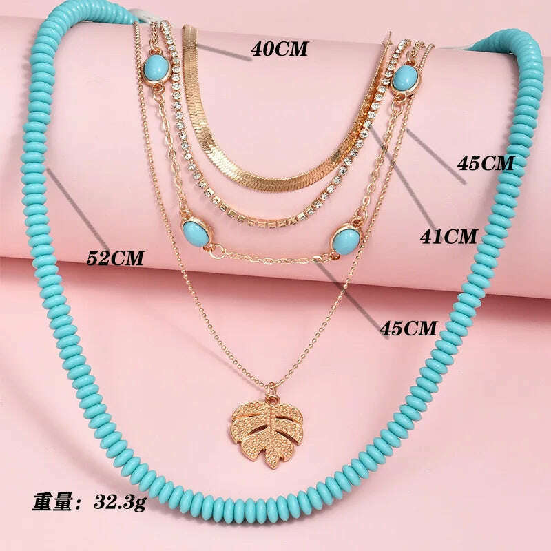 KIMLUD, Trendy European Summer Beach Layered Starfish Necklace For Women Gold Color Stacked Scallop Shell Necklace women Jewelry XJ-01, KIMLUD Womens Clothes