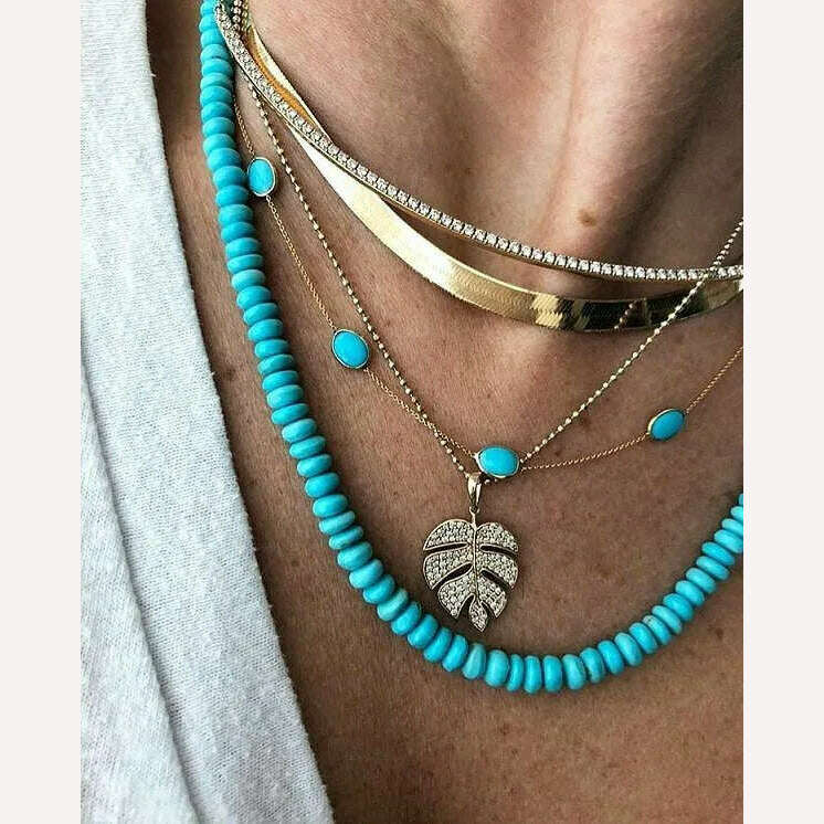 KIMLUD, Trendy European Summer Beach Layered Starfish Necklace For Women Gold Color Stacked Scallop Shell Necklace women Jewelry XJ-01, KIMLUD Womens Clothes