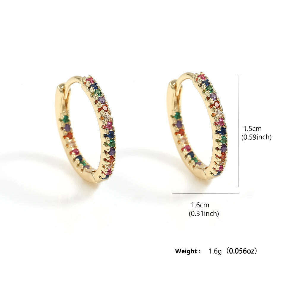 Trendy Gold Color Cubic Zirconia Round Copper Earrings For Women Metal Crystal Earring Party Everyday Jewelry - KIMLUD