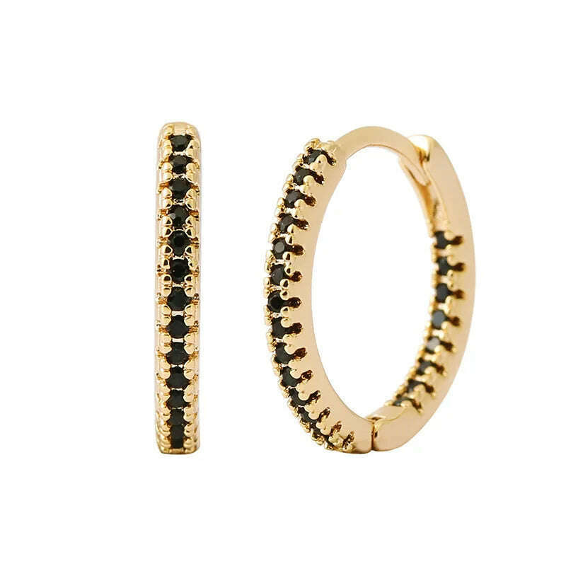 Trendy Gold Color Cubic Zirconia Round Copper Earrings For Women Metal Crystal Earring Party Everyday Jewelry - KIMLUD