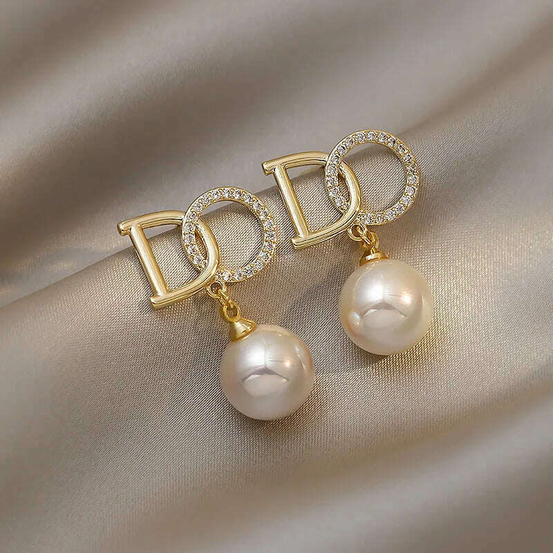 KIMLUD, Trendy Sweet Burgundy Enamel Heart Earrings for Women Girl Gold Color Metal Love Heart Hanging Dangle Earrings Vintage Jewelry, F, KIMLUD Women's Clothes