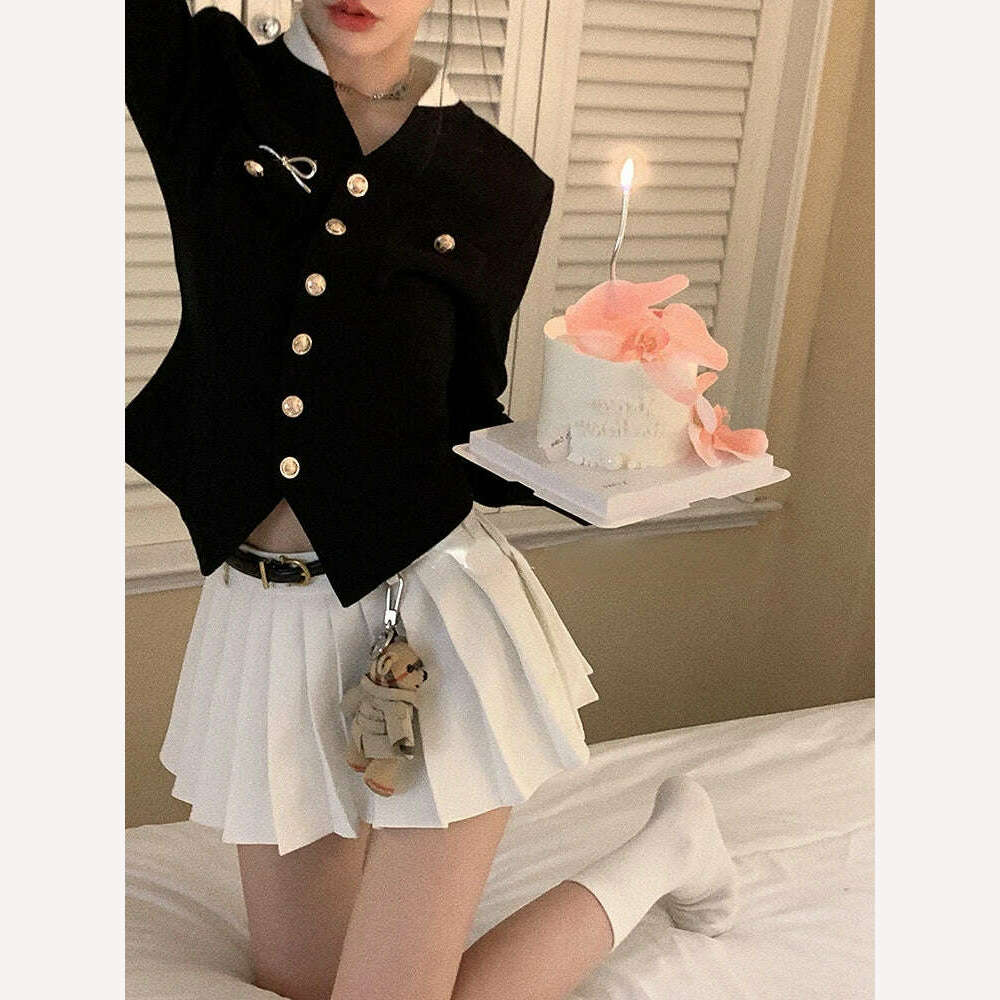 KIMLUD, Two Piece Set Black Vintage  Women Japanese Short Blazer Coat+mini Skirt Suit Female Casual Korean Fashion Sexy Kawaii Set 2023, KIMLUD Womens Clothes