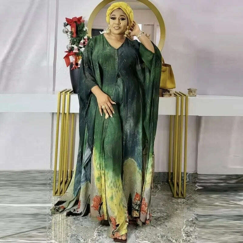 KIMLUD, Two Piece Set Women Africa Clothes African Dashiki New Fashion 2 Piece Sets Long Dress Pants Suit Party Dresses Big Size Robe, KIMLUD Womens Clothes