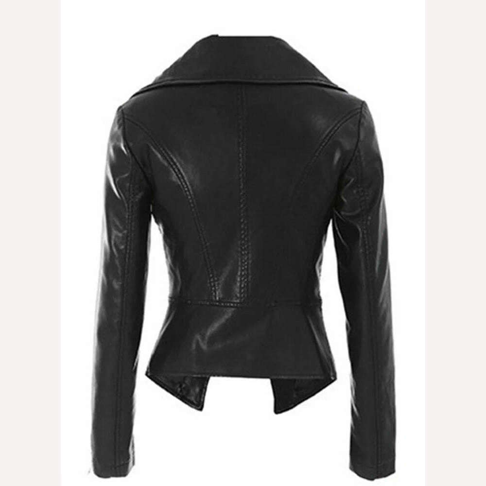 TWOTWINSTYLE Solid Patchwork Zipper Casual Slimming Coats For Women Stand Collar Long Sleeve Streetwear Leather Jackets Female - KIMLUD