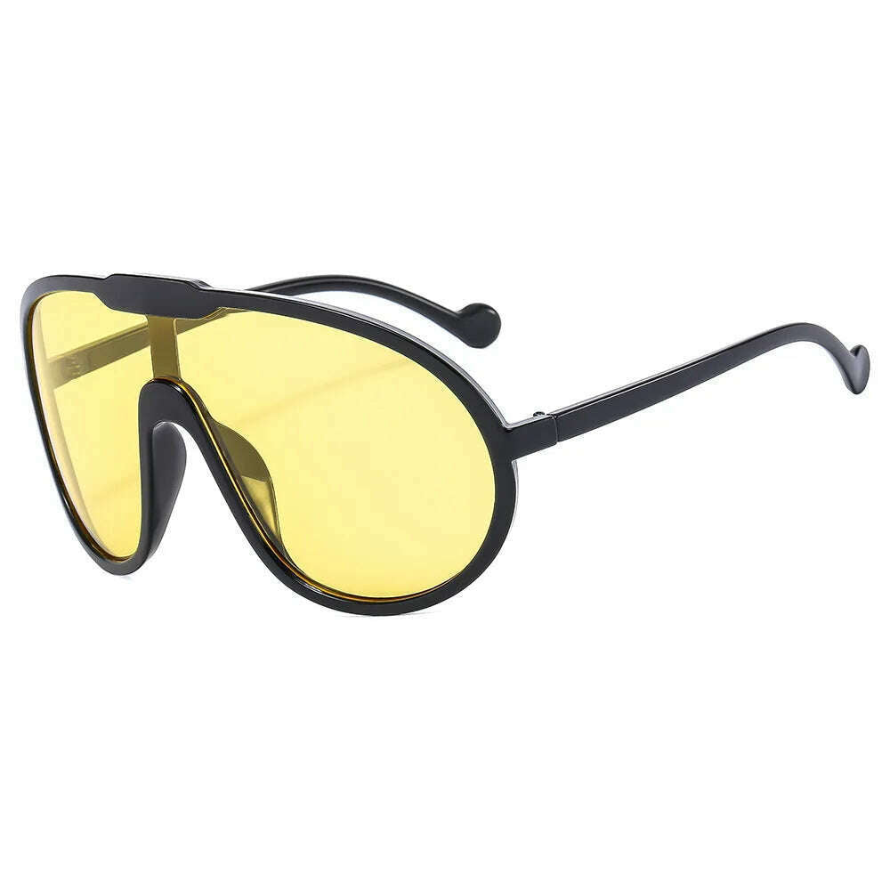 KIMLUD, Uemi Fashion Vintage One Piece Sunglasses For Women Men Yellow Oversized Sun Glasses Female Shades UV400 Eyeglasses, Black Yellow / As the picture, KIMLUD Women's Clothes
