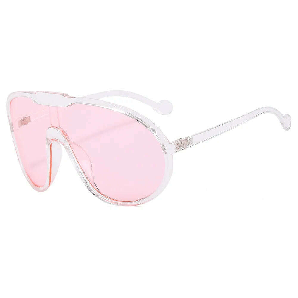KIMLUD, Uemi Fashion Vintage One Piece Sunglasses For Women Men Yellow Oversized Sun Glasses Female Shades UV400 Eyeglasses, Transparent Pink / As the picture, KIMLUD Women's Clothes