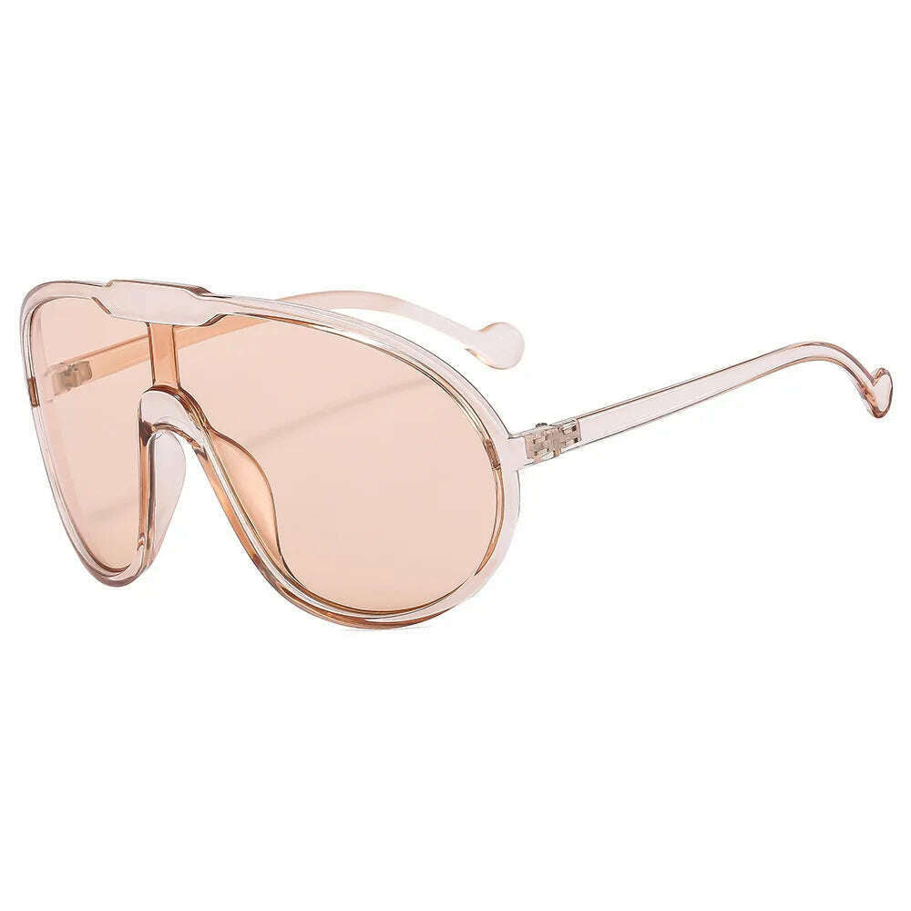 KIMLUD, Uemi Fashion Vintage One Piece Sunglasses For Women Men Yellow Oversized Sun Glasses Female Shades UV400 Eyeglasses, Champagne / As the picture, KIMLUD Women's Clothes