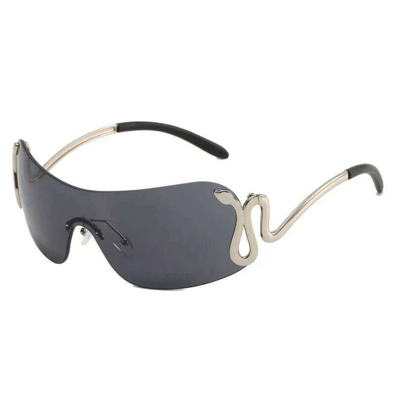 Uemi New Fashion Rimless Sunglasses For Women Men Luxury Snake Decoration Metal Frame Sun Glasses Shades UV400 Eyeglasses - KIMLUD