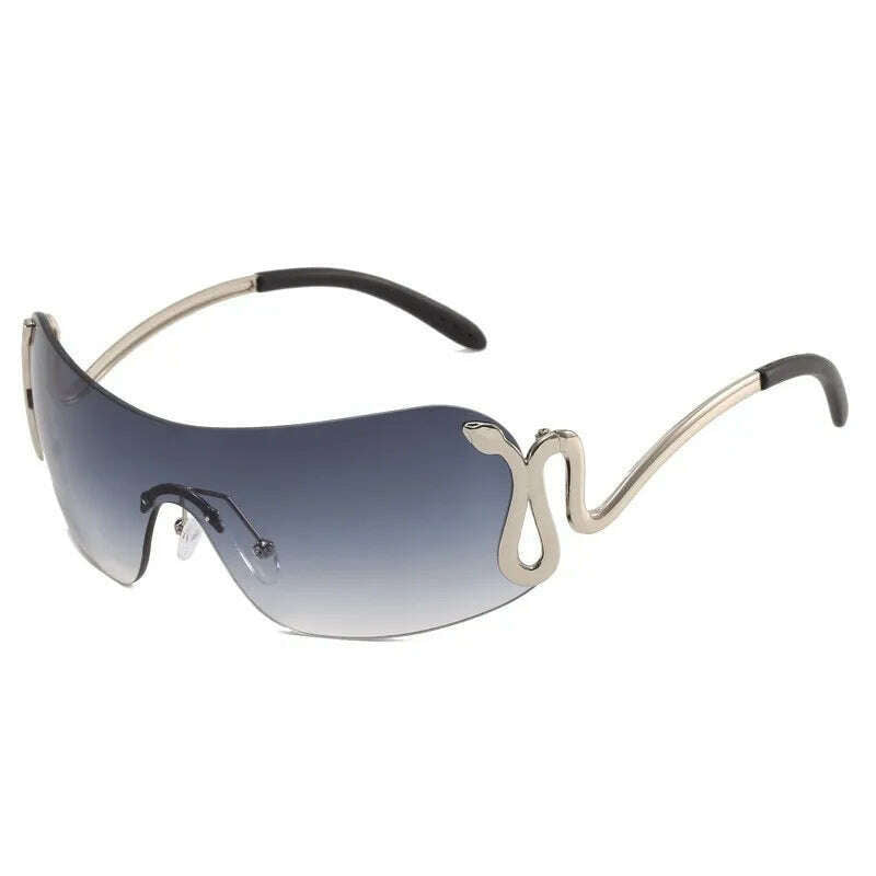 Uemi New Fashion Rimless Sunglasses For Women Men Luxury Snake Decoration Metal Frame Sun Glasses Shades UV400 Eyeglasses - KIMLUD