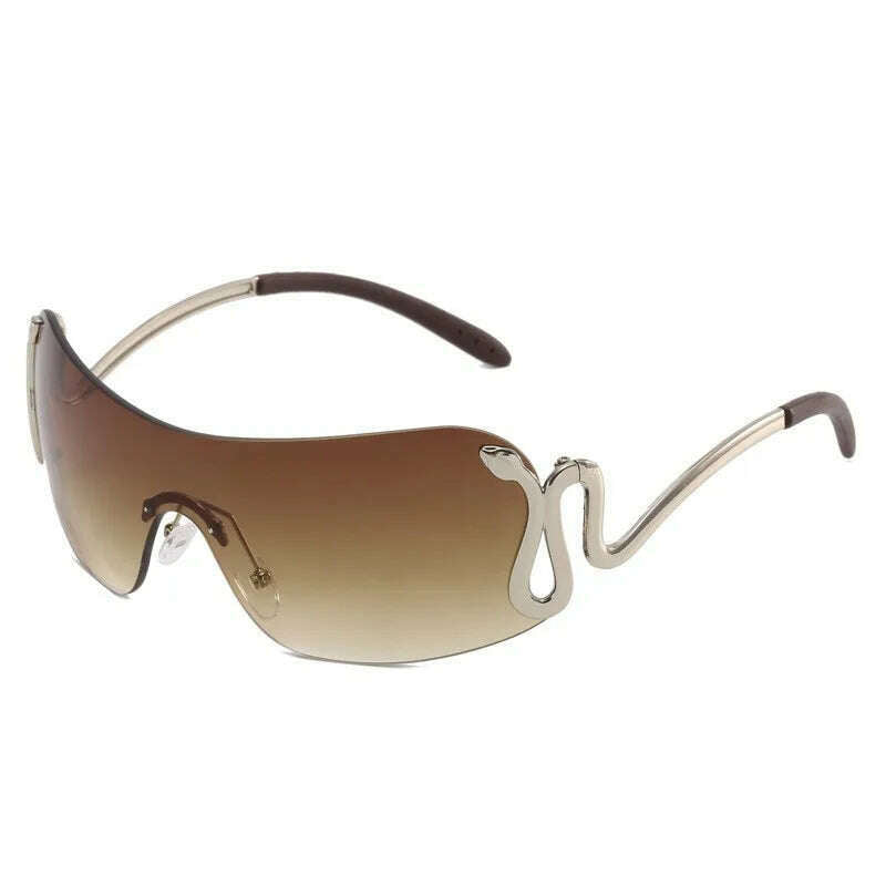 Uemi New Fashion Rimless Sunglasses For Women Men Luxury Snake Decoration Metal Frame Sun Glasses Shades UV400 Eyeglasses - KIMLUD