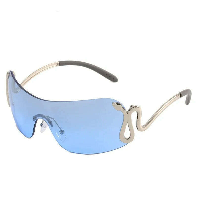 Uemi New Fashion Rimless Sunglasses For Women Men Luxury Snake Decoration Metal Frame Sun Glasses Shades UV400 Eyeglasses - KIMLUD