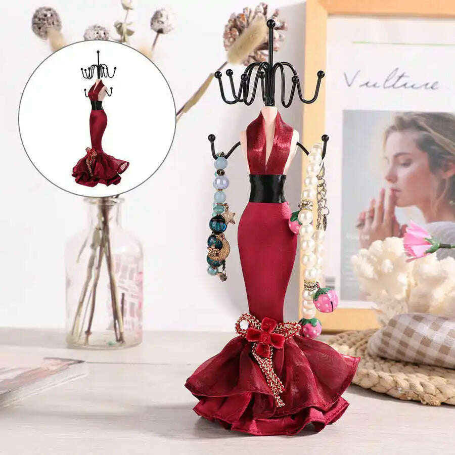 KIMLUD, Unique Jewelry Holder Display Stand Resin Crafts Home Decoration Necklace Earring Bracelet Organizer Storage Rack for Gift, KIMLUD Womens Clothes