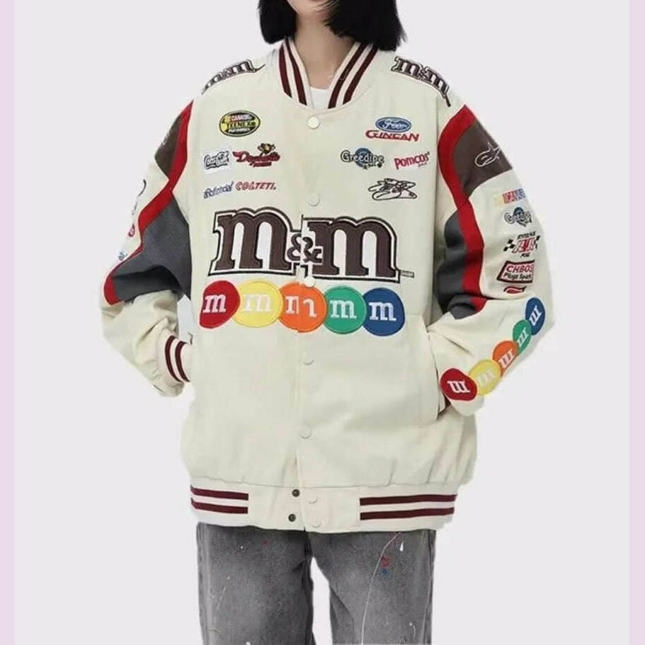 KIMLUD, Unisex American Bombers Coat Spring Autumn Hip Hop High Street Stand Collar Bomber Varsity Racing Woman Jacket Long Sleeve Coats, KIMLUD Womens Clothes
