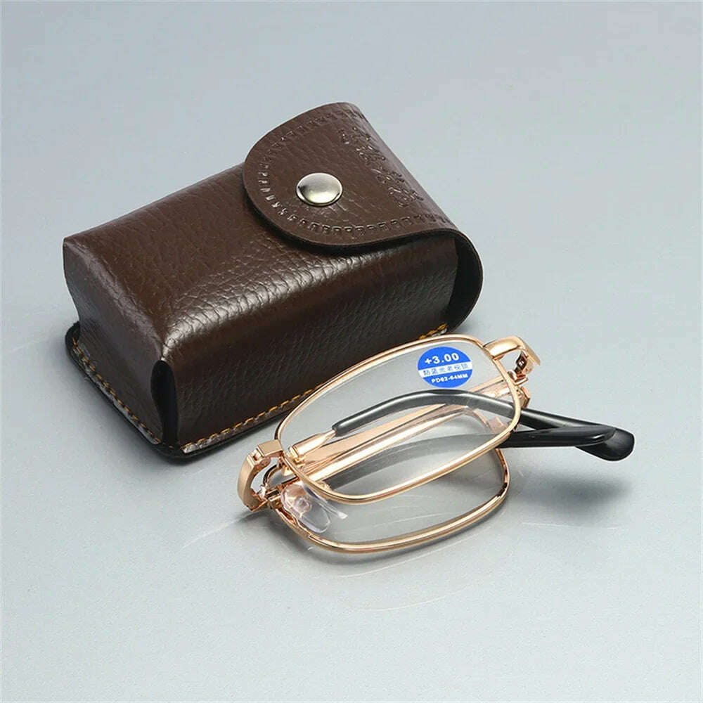 Unisex Foldable Reading Glasses Folding Presbyopia Men Women Metal Retro Computer Reading Glasses With Case 1.0 1.5 2.0 2.5 3.0 - KIMLUD