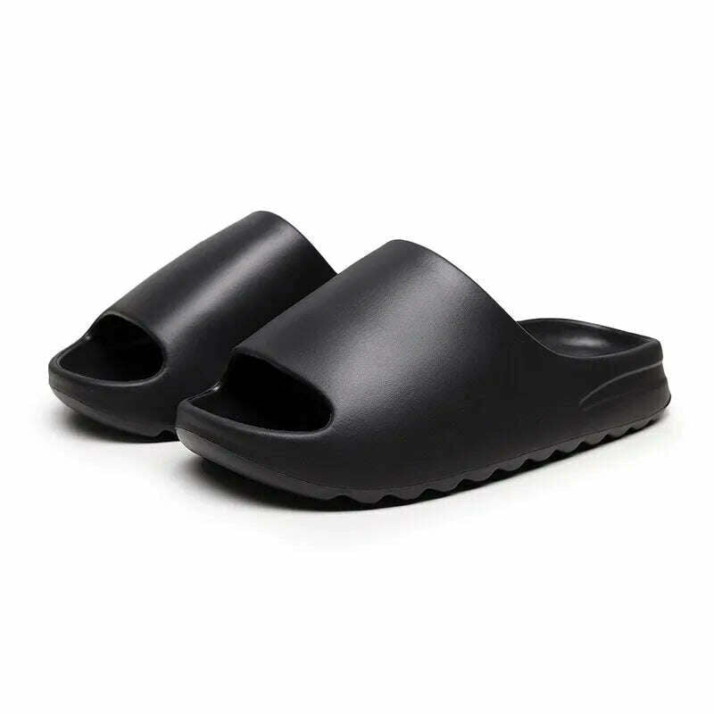 KIMLUD, Unisex House Shoes Non-Slip thick Soft Platform Slide Sandals for Women Men Indoor Outdoor Shower Bathroom Slipper for Adult, Black / 36-37, KIMLUD Womens Clothes