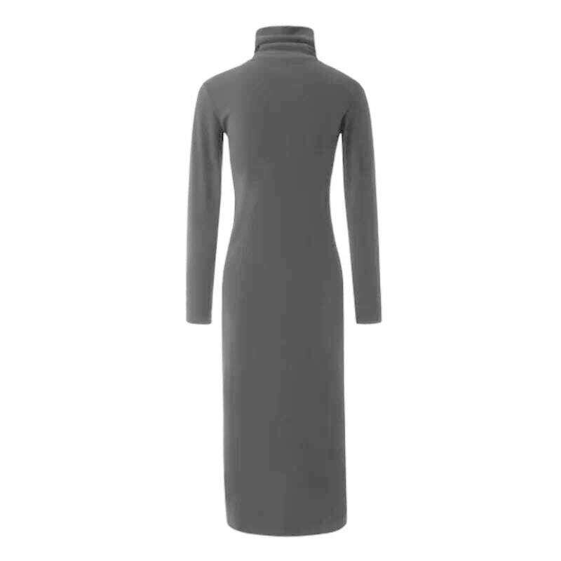 KIMLUD, Uoozee 2023 New Black Long Sleeves Skinny Tops Spring Korean Fashion Split-Side Turtleneck T-Shirt Long Shirt Top For Women, KIMLUD Womens Clothes