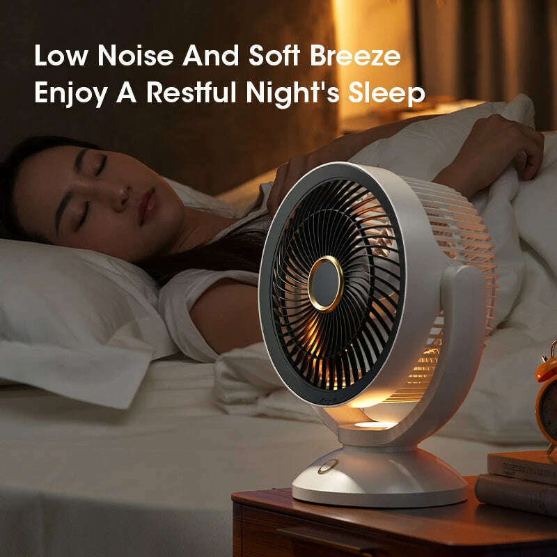 USB Air Circulation Electric Fan Non Rechargeable Table Desktop Portable Wall Mounted 360 Degree Rotation with Light for Home - KIMLUD