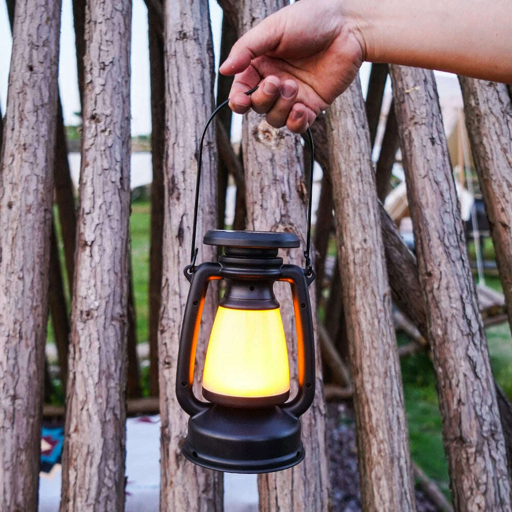 USB Rechargeable Camping Light Portable Camping Lanterns Hanging Tent Light 3000-5000K Stepless Dimming with Solar Charging - KIMLUD