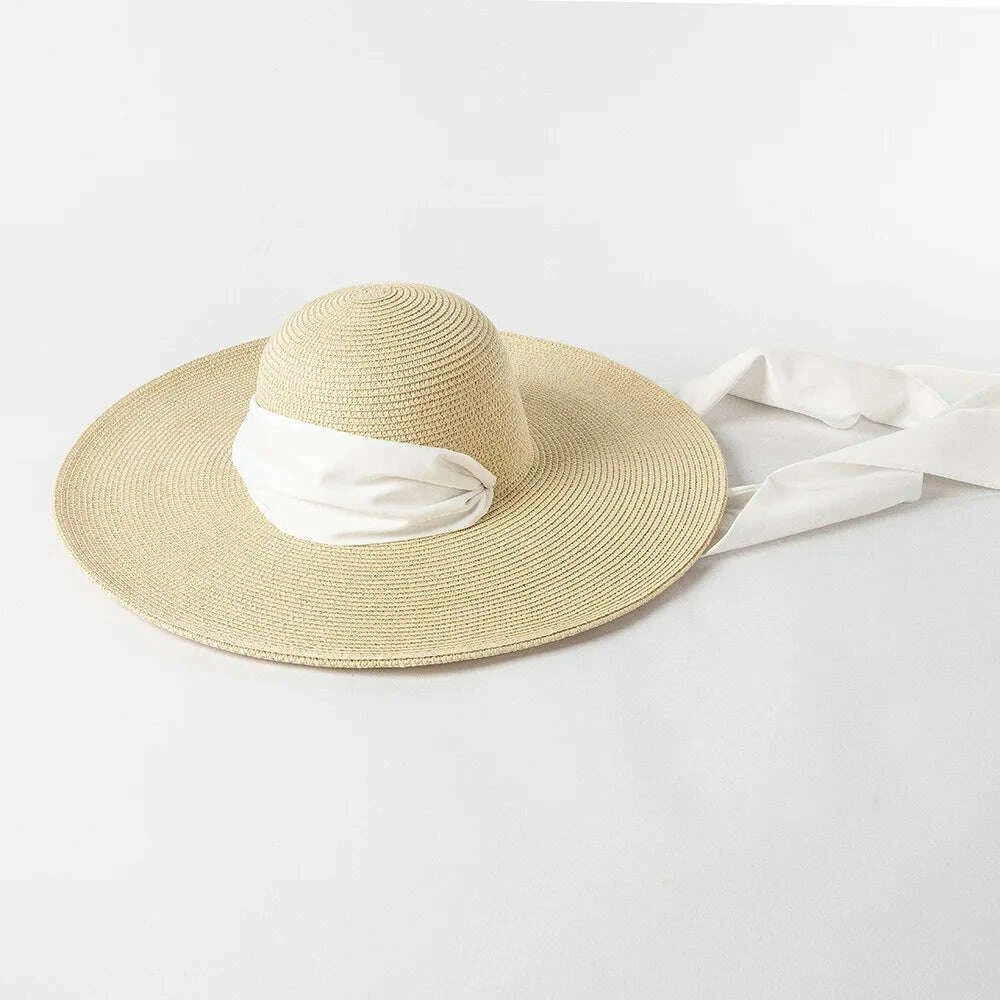 USPOP New Fashion Casual Wide Strap Dome  Straw Hat for Women Wide Brim Beach Hat
