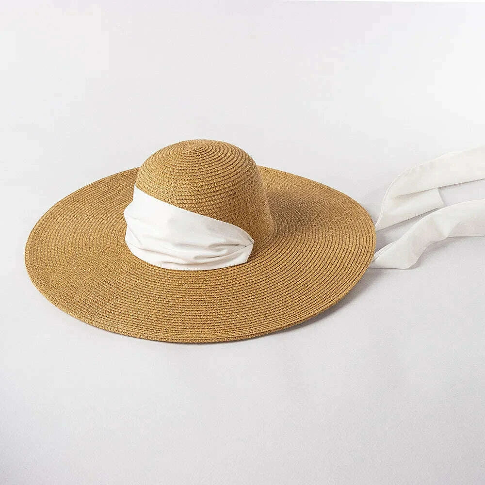 USPOP New Fashion Casual Wide Strap Dome  Straw Hat for Women Wide Brim Beach Hat