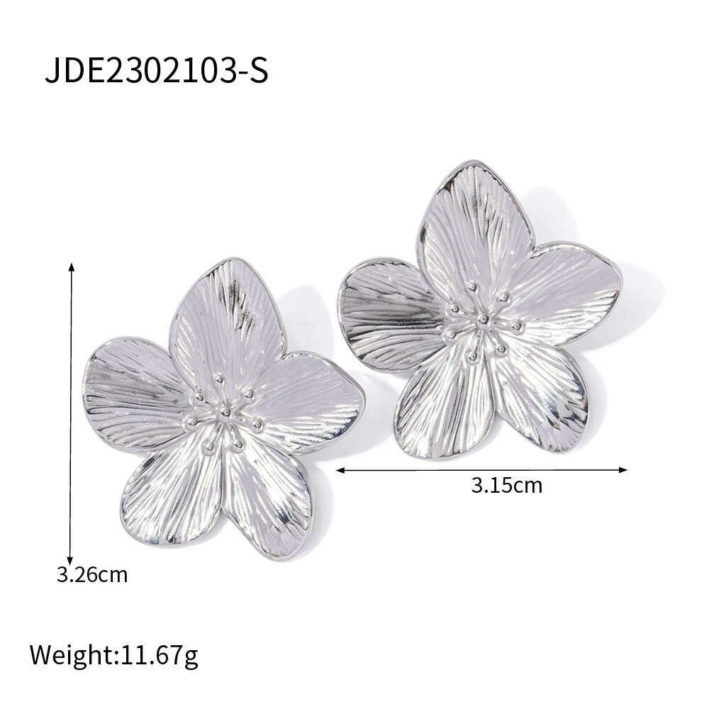 Uworld Hypoallergenic Stylish Vintage Flower Stud Earrings Premium 18k Gold Plated Stainless Steel For Women Party сережки женск - KIMLUD