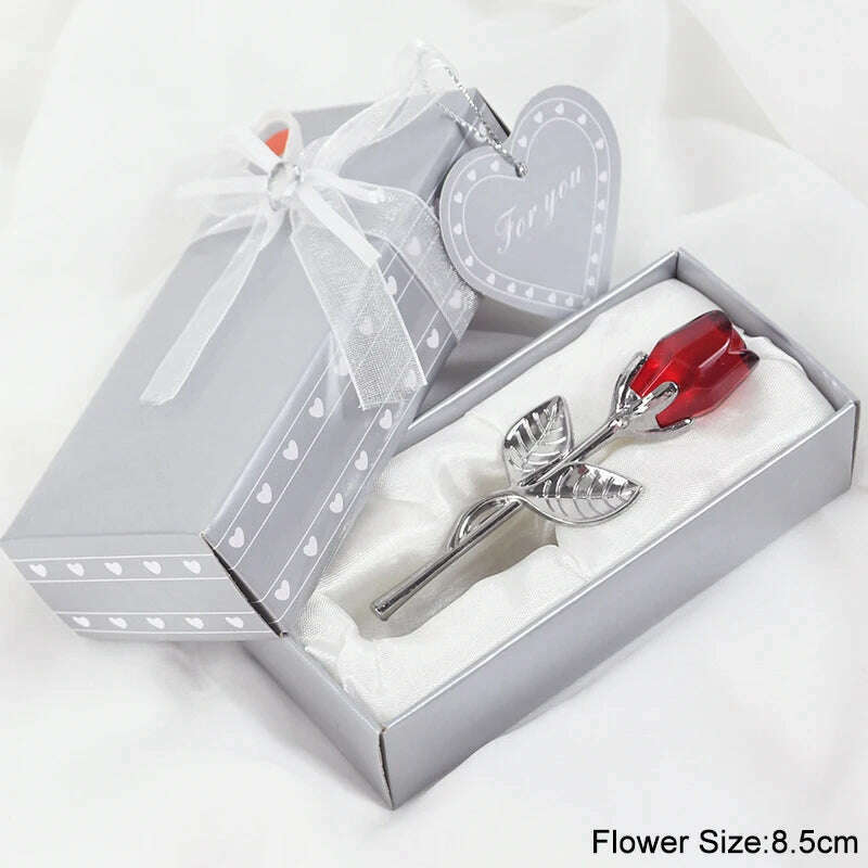 Valentines Day Gift I Love You Crystal Bear Artificial Rose Flowers Teacher Mothers Day Wedding Birthday Party Gifts for guests - KIMLUD