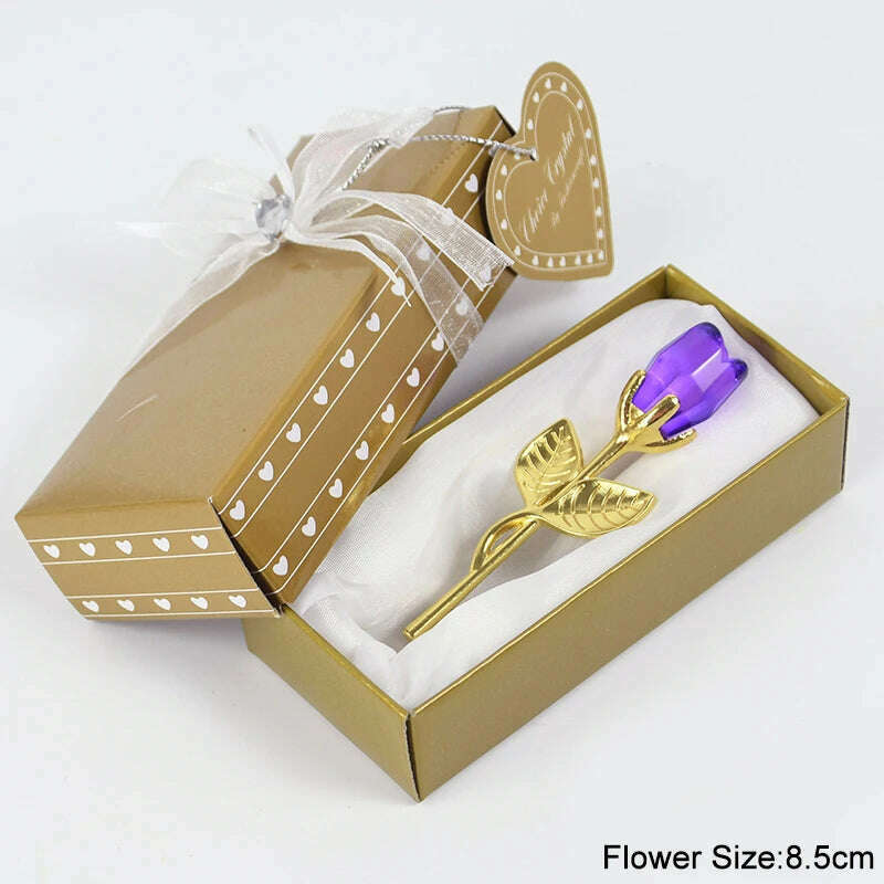 Valentines Day Gift I Love You Crystal Bear Artificial Rose Flowers Teacher Mothers Day Wedding Birthday Party Gifts for guests - KIMLUD