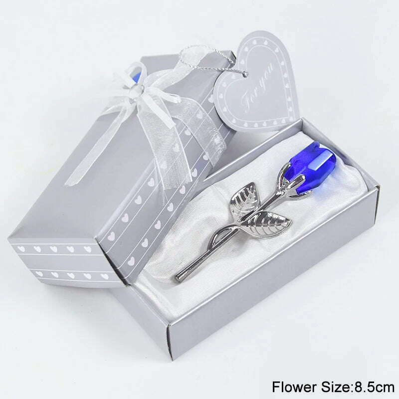 Valentines Day Gift I Love You Crystal Bear Artificial Rose Flowers Teacher Mothers Day Wedding Birthday Party Gifts for guests - KIMLUD