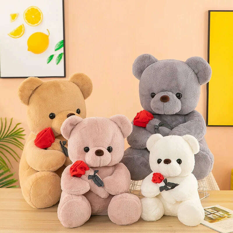 KIMLUD, Valentine's Day roses teddy bear animal plush toys for girls teddy bear dolls, KIMLUD Womens Clothes