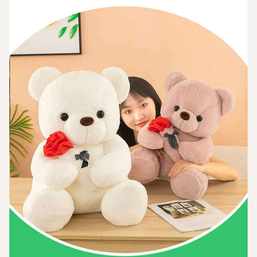 KIMLUD, Valentine's Day roses teddy bear animal plush toys for girls teddy bear dolls, KIMLUD Womens Clothes