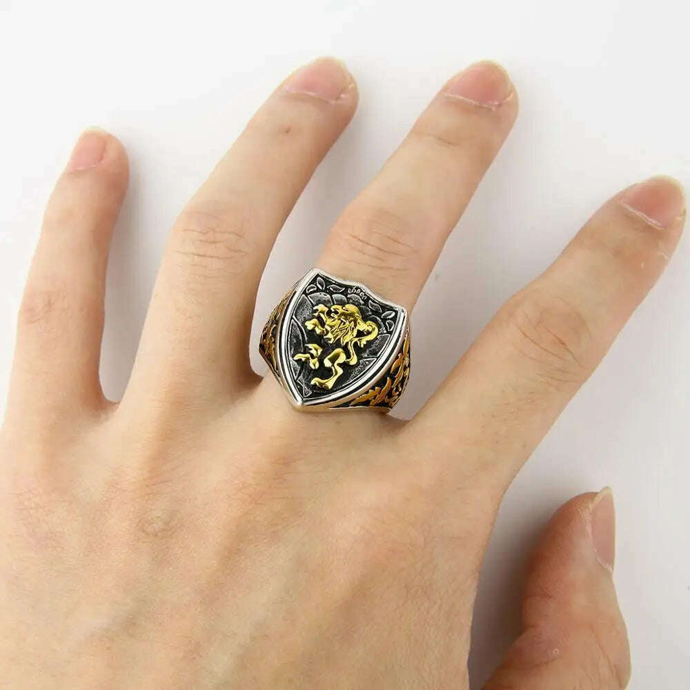 Valily Gold Color Vintage Lion Ring Stainless Steel Unique Royal King Animal Jewelry - KIMLUD