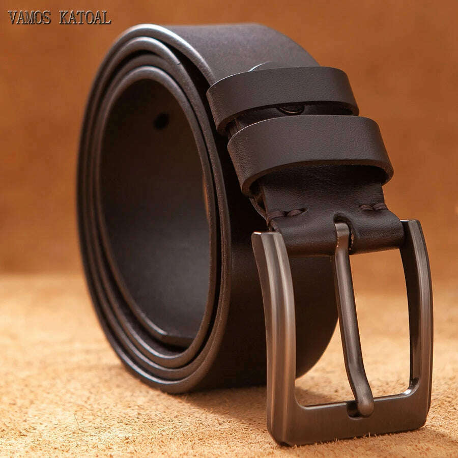 KIMLUD, VAMOS KATOAL 100% Genuine Leather Belts For Men High Quality Casual Jeans Belt Cowskin Business Belt Cowboy waistband, KIMLUD Women's Clothes