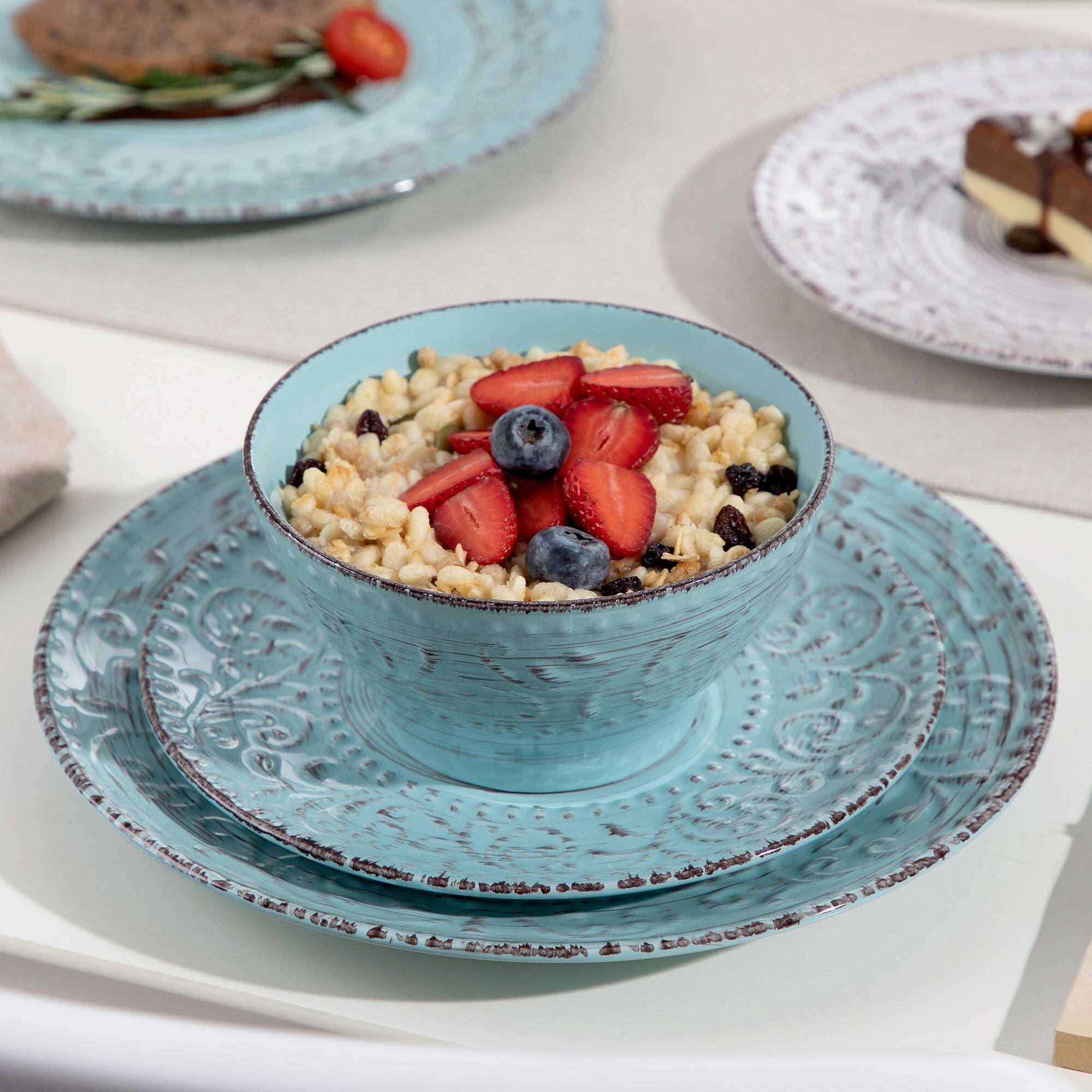 Vancasso VINE 16/32/48 Stoneware Dinnerware Set with Dinner Plate,Dessert Plate,Bowl,Mug Tableware Set Service for 12 Person - KIMLUD