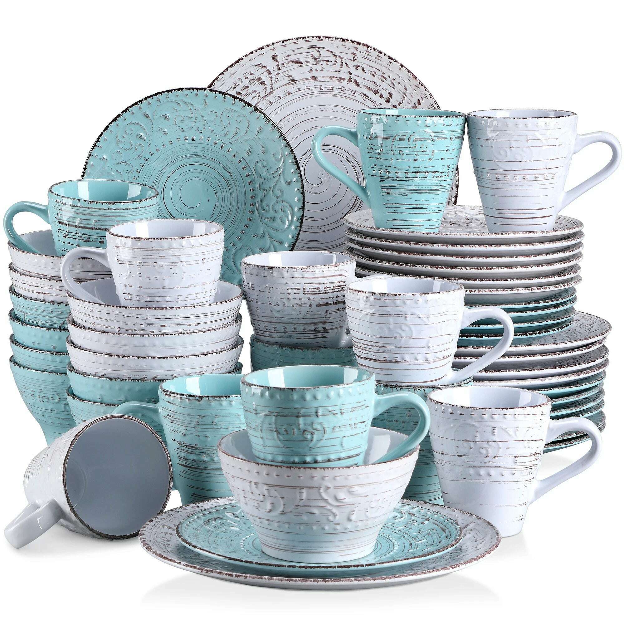 KIMLUD, Vancasso VINE 16/32/48 Stoneware Dinnerware Set with Dinner Plate,Dessert Plate,Bowl,Mug Tableware Set Service for 12 Person, 48-Piecce / GERMANY, KIMLUD Womens Clothes