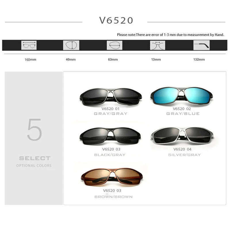 VEITHDIA Sunglasses Aluminum Men Polarized UV400 Lens Sport Outdoor Driving Eyewear Accessories Cycling Glasses For Male 6520 - KIMLUD