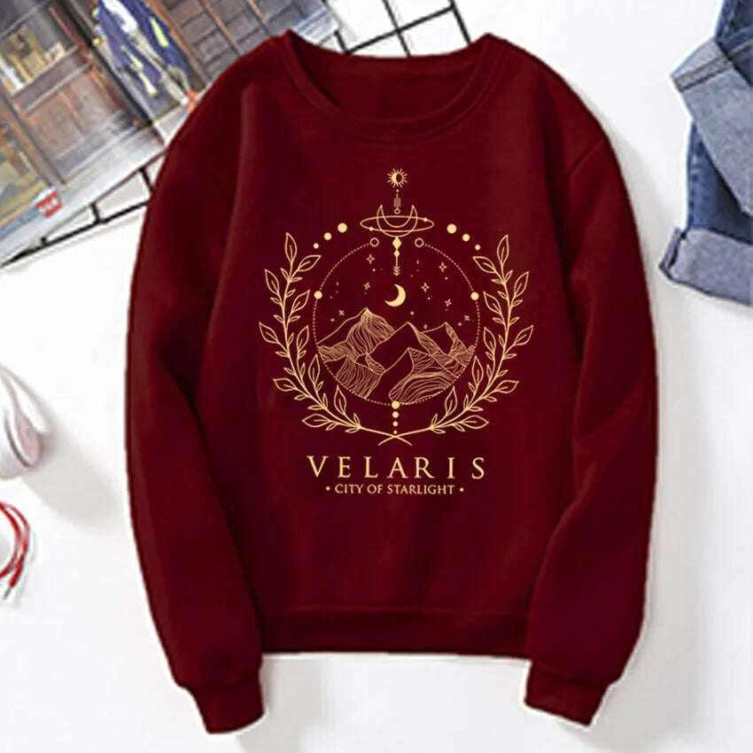 Velaris Sweatshirt A Court of Thorns and Roses Sarah J Maas Hoodie Night Court Sweater Velaris City of Starlight SJM Sweatshirts - KIMLUD