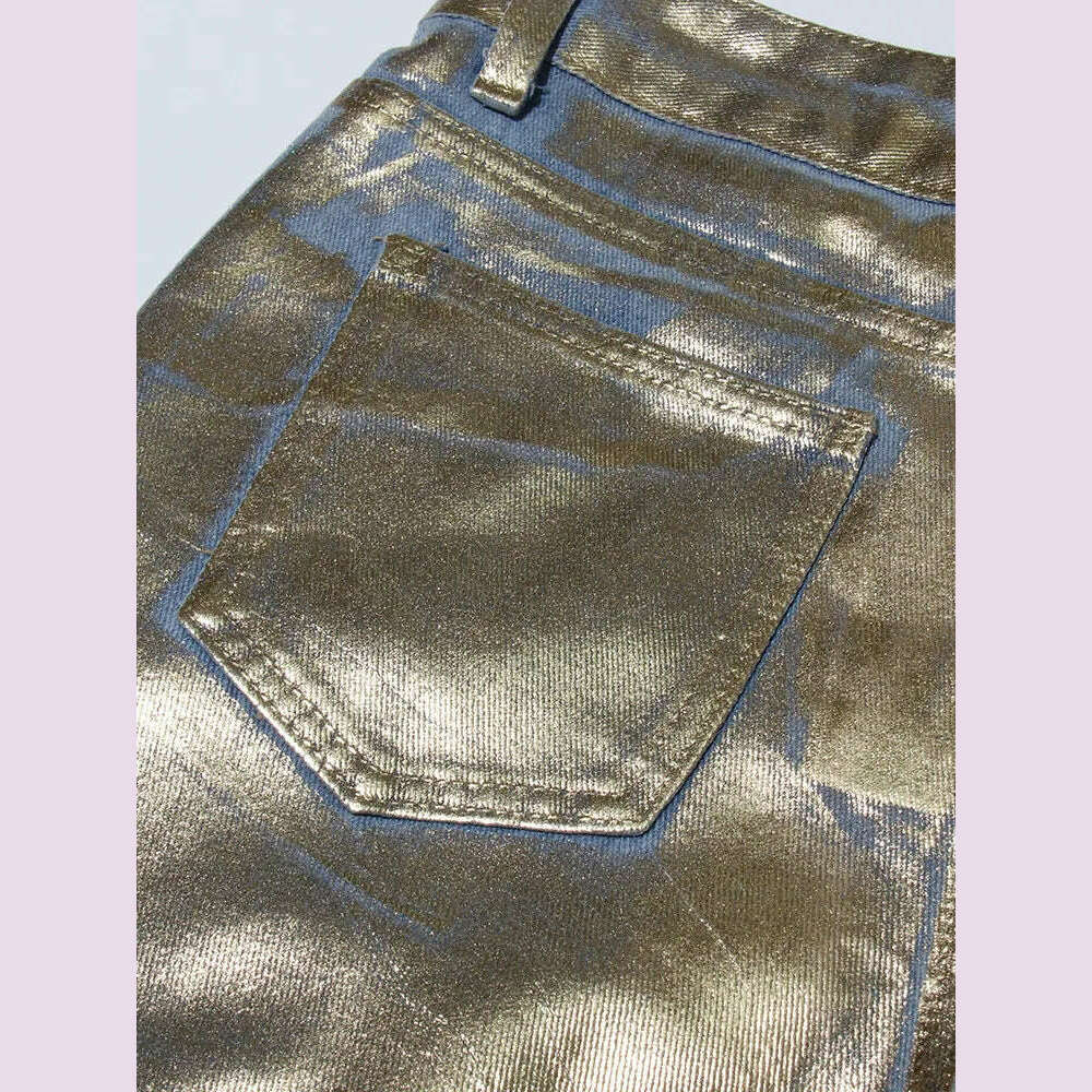 KIMLUD, VGH Casual Printing Patchwork Zipper Jeans For Women High Waist Spliced Pockets Hit Color Loose Cargo Pants Female Fashion New, KIMLUD Womens Clothes