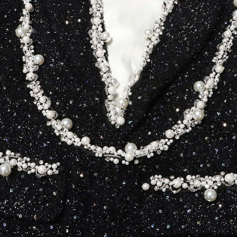 KIMLUD, VGH Hit Color Patchwork Diamonds Temperament Dress For Women Lapel Long Sleeve Spliced Lace Up Elegant Dresses Female Fashion, KIMLUD Womens Clothes