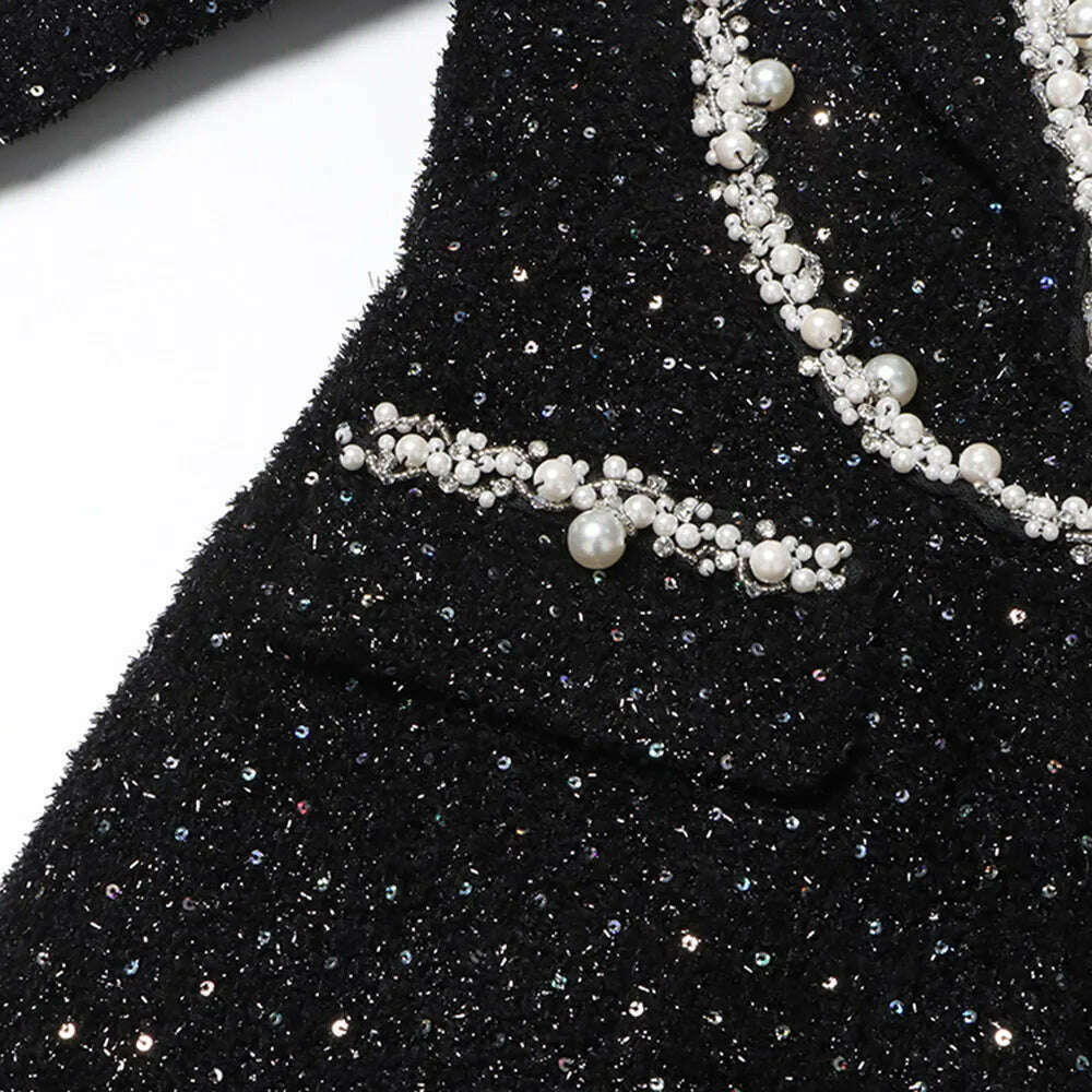 KIMLUD, VGH Hit Color Patchwork Diamonds Temperament Dress For Women Lapel Long Sleeve Spliced Lace Up Elegant Dresses Female Fashion, KIMLUD Womens Clothes